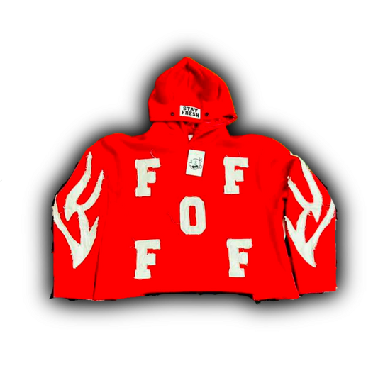 FOF Cropped Hoodie - Dynamic Red & White