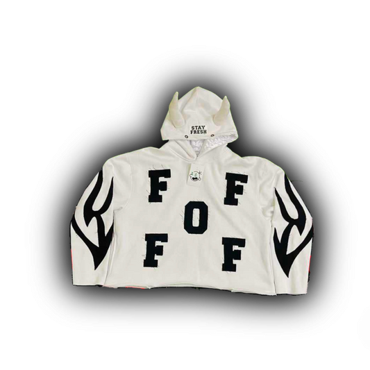 FOF Cropped Hoodie - Titanium White