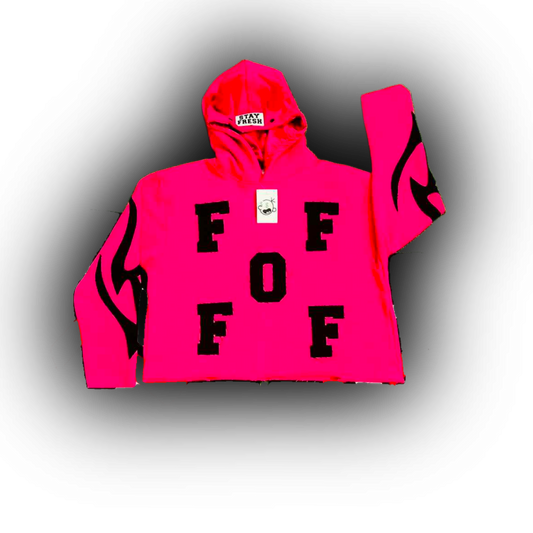 FOF Cropped Hoodie - Hot Pink